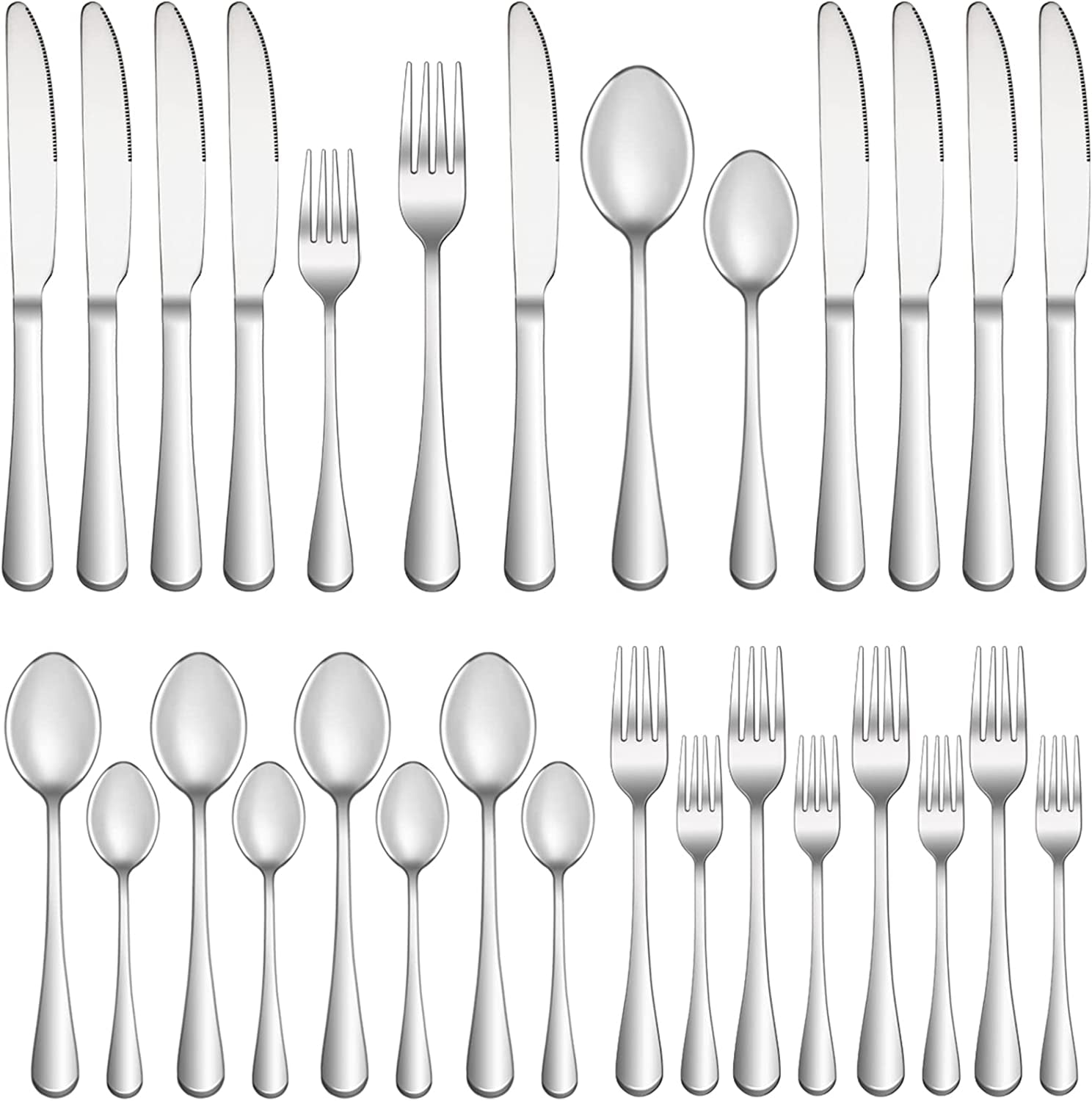20 Piece Silverware Set Service for 4,Premium Stainless Steel Flatware Set,Mirror Polished Cutlery Utensil Set,Durable Home Kitchen Eating Tableware Set,Include Fork Knife Spoon Set,Dishwasher Safe