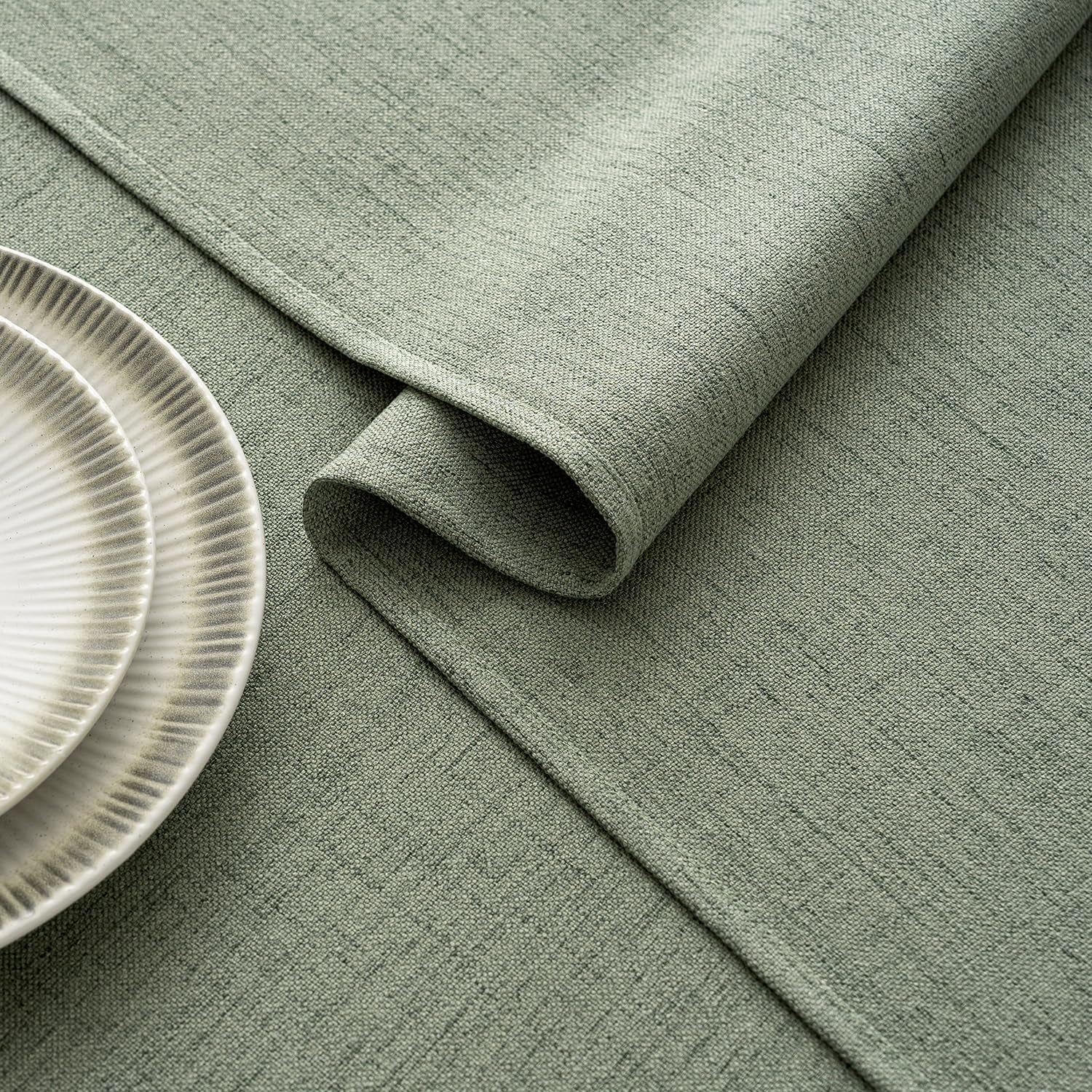 Sage Green Linen Tablecloth 52X70 Inch Rectangle Table Cloth Waterproof,Stain Resistant & Wrinkle Resistant for Dining Party Wedding