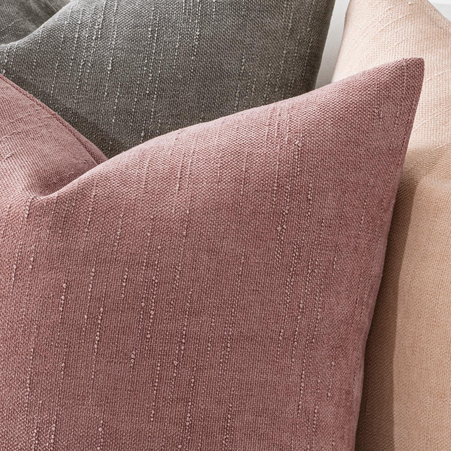 Pack of 2 Decorative Throw Pillow Covers Soft Chenille Throw Pillows Solid Textured Cushion Covers for Spring Valentine'S Day Couch Sofa Bedroom Living Room 18X18 Inch, Blush Pink