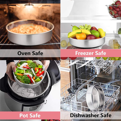 Cake Pan Set of 3, 4" + 6" + 8" round Baking Layer Tier Cake Pans Tins, Stainless Steel Bakeware for Birthday Weeding, Heavy Duty & Non Toxic, Mirror Finish & Dishwasher Safe