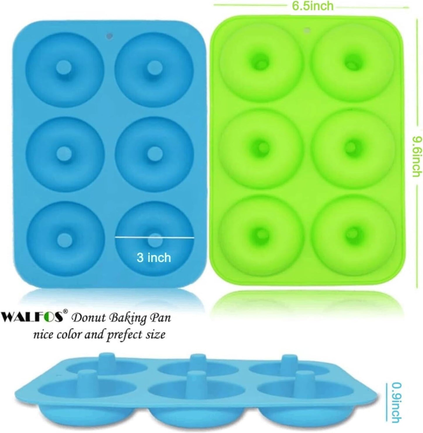 Silicone Donut Mold - Non-Stick Silicone Doughnut Pan Set, Just Pop Out! Heat Resistant, Make Perfect Donut Cake Biscuit Bagels, BPA FREE and Dishwasher Safe, Set of 2
