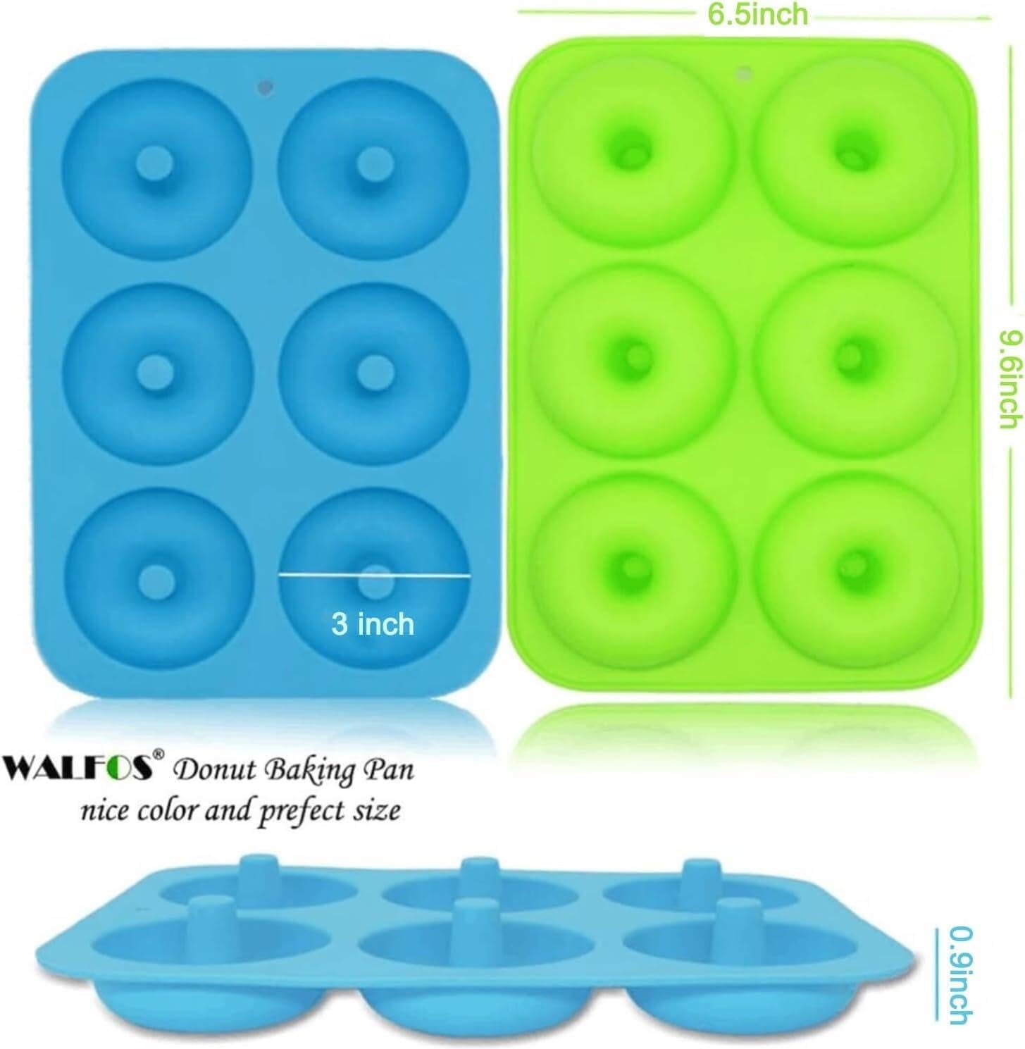 Silicone Donut Mold - Non-Stick Silicone Doughnut Pan Set, Just Pop Out! Heat Resistant, Make Perfect Donut Cake Biscuit Bagels, BPA FREE and Dishwasher Safe, Set of 2
