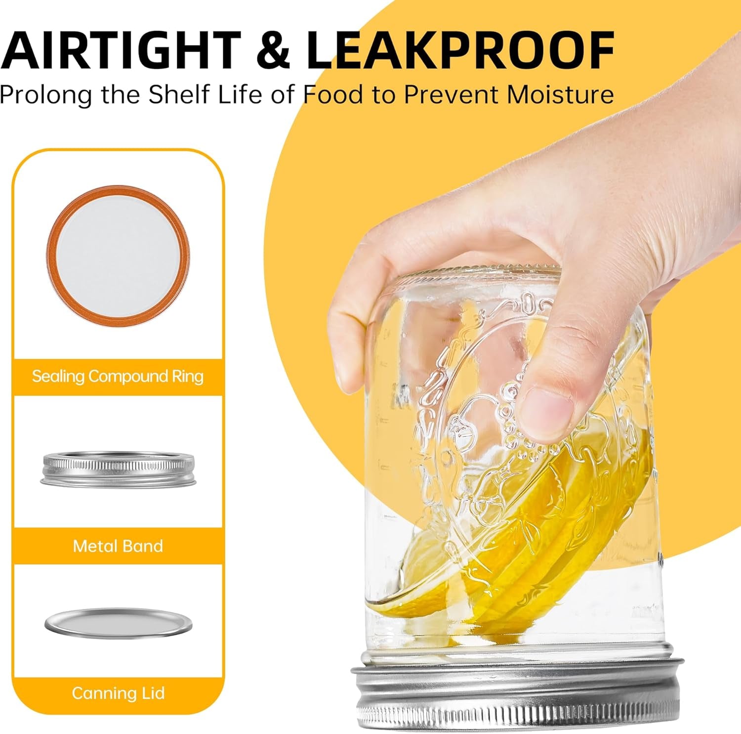 Wide Mouth Mason Jars 16 Oz with Lids [2 Pack], Canning Jars with Metal Airtight Lids and Bands, 16 Oz Glass Jars for Fermenting, Pickling, Freezing, Preserving, Meal Prep, Jar Décor