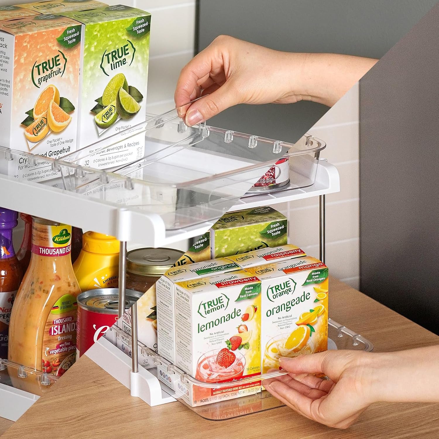2-Tier Pull Out under Sink Organizers for Kitchen, Bathroom, Pantry, Counter Top or Cabinet Organizer, Pack of 2
