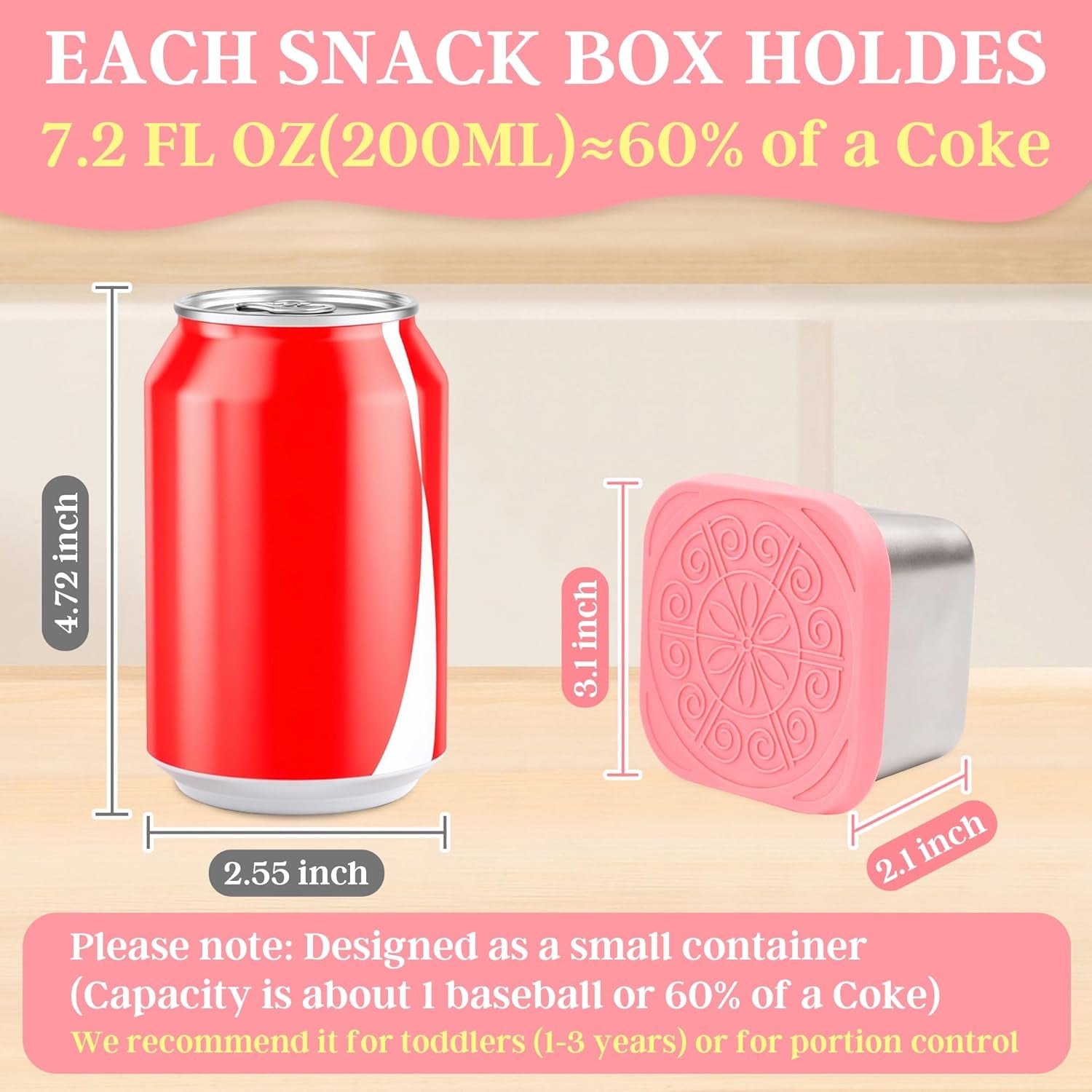 Stainless Steel Snack Containers for Kids,7.2Oz Easy Open Leak Proof Reusable Snack Box Container with Lids,Small Lunch Containers for Meal Prep,School,Picnic and Travel-3Pack