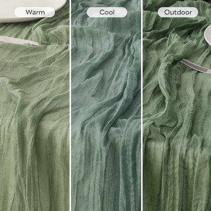 1 Pack Sage Green Cheesecloth Table Runner, 35X120 Inch Boho Rustic Cheese Cloth, Decorative Table Runners for Bridal Baby Shower Decorations or Wedding Table Decorations