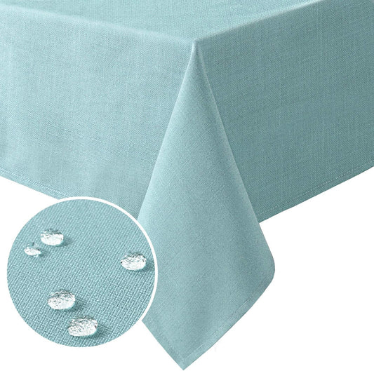 Linen Textured Table Cloths 54 X 54 Inch Premium Solid Tablecloth Spill-Proof Waterproof Table Cover for Dining Buffet Feature Extra Soft and Thick Fabric Wrinkle Free, Aqua