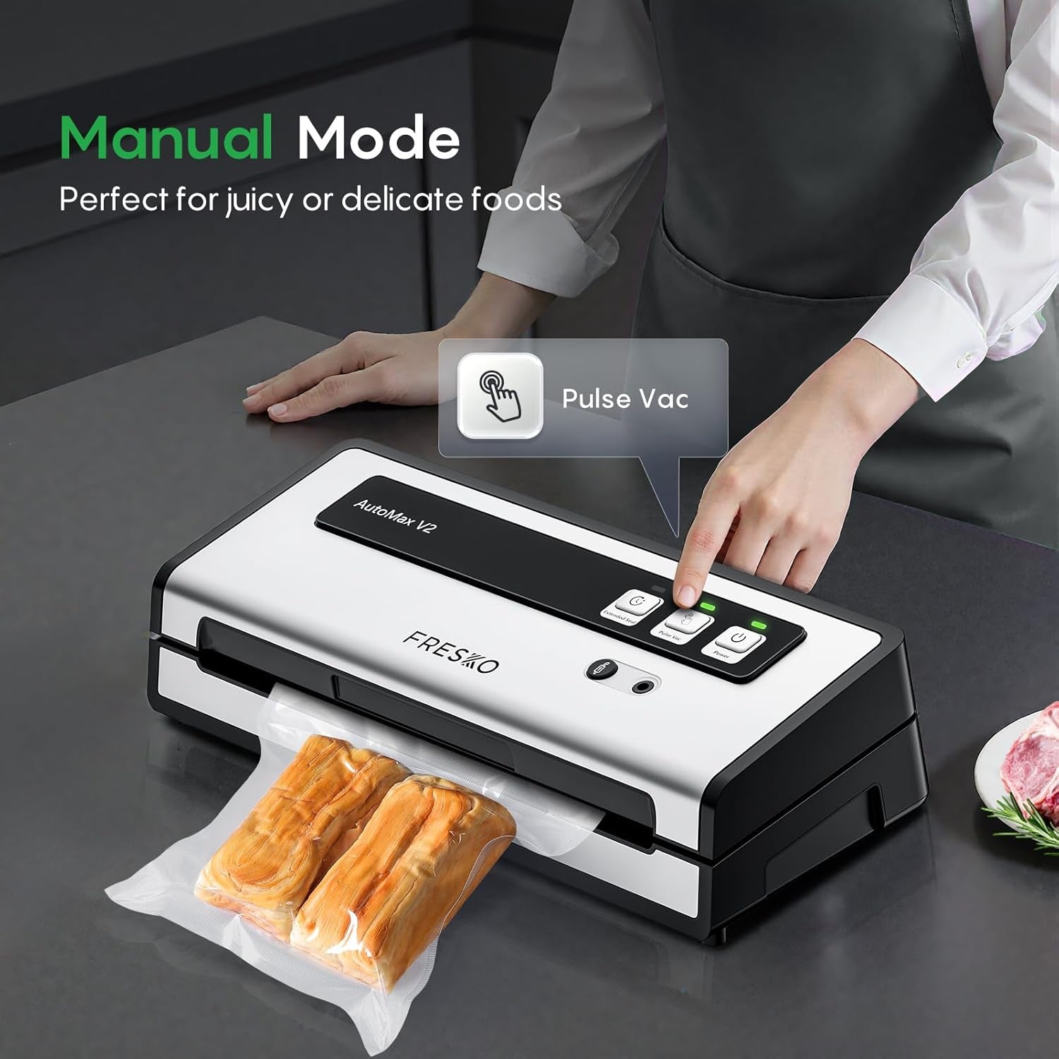 Vacuum Sealer Machine with Automatic Bag Detection, Double Heat Seal, Compact Food Sealer, Easy to Use, Starter Kit