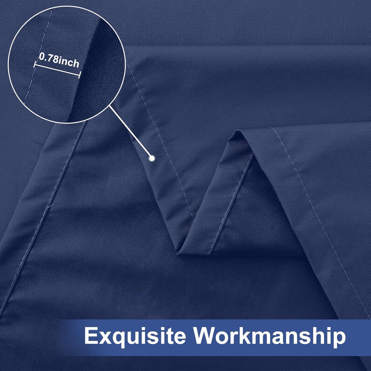 2 Pack 6 Foot Rectangle Elastic Fitted Tablecloth, Waterproof Fabric Table Cover, Washable Polyester Table Cloth for Picnic, Camping, Outdoor (Navy, 30" X 72")