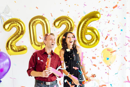 2026 Balloon Numbers - 40 Inch Gold New Years Eve Party Supplies 2026, Nye Decor Party Decorations Happy New Year, New Years Eve Foil Party Balloons
