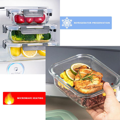 2Pcs 53Oz Large Glass Food Storage Containers Family Size Set Baking Containers with Locking Lids Storing Food-Ideal for Storing Food Vegetables or Fruits BPA Free & Leak Proof (Black)