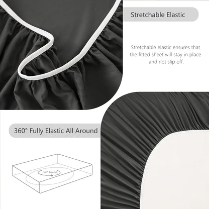 Extra Deep Pocket King Sheets - 6 Piece Sheet Set - Fits up to 21 Inches Thick Mattresses - Luxury Bedding Set - Breathable Bed Sheets & Pillowcases - Easy & Secure Fit - Dark Grey, King Size