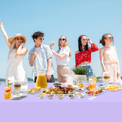 6 Pack Light Purple Rectangular Plastic Tablecloths, Pastel Purple Disposable Table Covers 54" X 108" for Birthday, BBQ, Bridal Shower, Engagement Wedding, Picnic Parties and 8 Ft Table Use