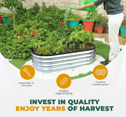 Galvanized Raised Garden Bed Kit 4X2X1Ft, Planter Box Raised Garden Beds Outdoor, Easy Assembly Metal Raised Bed for Gardening Vegetables, Fruits, Flowers - Pack of 01 - Silver