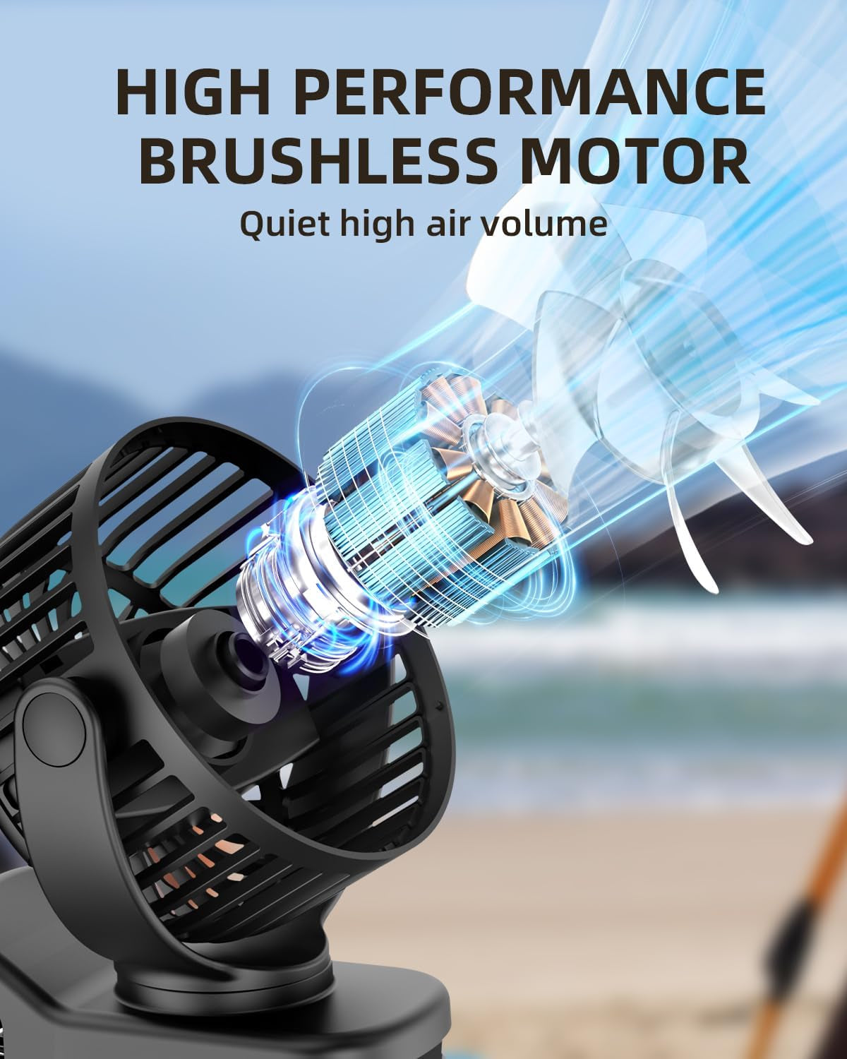 Mini Clip on Fan, Battery Operated Desk Fan, Digital Display，3 Speeds Adjustable, Bidirectional 360 ° Adjustable, Super Strong Wind, Portable Fan for Home Office Stroller Camping Black