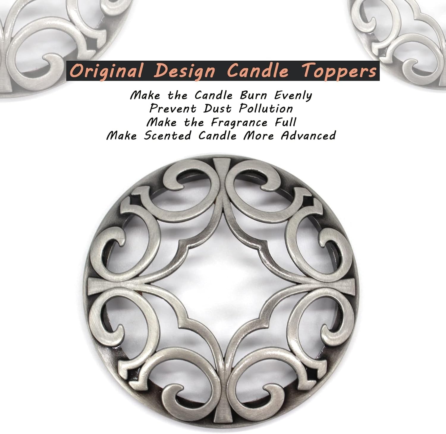 Scented Candle Toppers Cover Jars Lids Shades Sleeves, Candle Accessories Gifts for Women, Help Burn Melt Evenly(Space Silver)