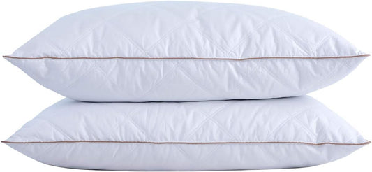 ® Goose Feathers and down Pillow with Diamond Quilting with 100% Cotton Cover, Pack of 2, King Size