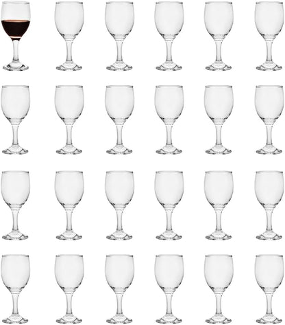 HEIGHT 5.6 Inches 120ML 4 Ounce - Set of 24 Classic Small Red Wine Glasses Durable Clear White Lead-Free Glass Cup for Party (Glass, 24Pcs4Oz)