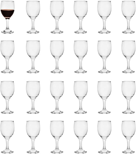 HEIGHT 5.6 Inches 120ML 4 Ounce - Set of 24 Classic Small Red Wine Glasses Durable Clear White Lead-Free Glass Cup for Party (Glass, 24Pcs4Oz)