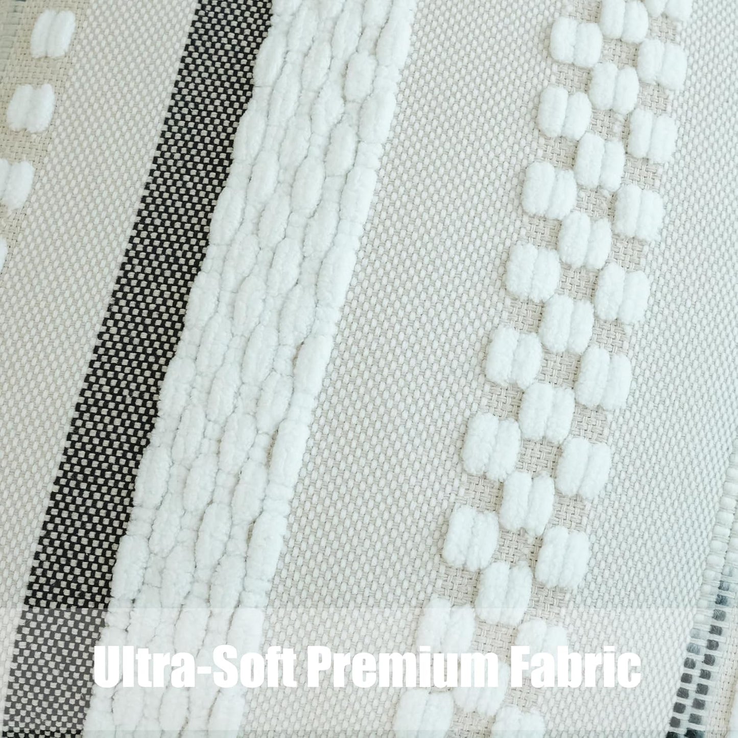 Pack of 2 Boho Throw Pillow Covers Accent Striped Pillowcovers Farmhouse Decorative Cushion Case Home Decor 18 X 18 Inch White