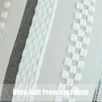 Pack of 2 Boho Throw Pillow Covers Accent Striped Pillowcovers Farmhouse Decorative Cushion Case Home Decor 18 X 18 Inch White