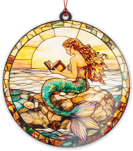 Mermaid Christmas Ornaments 2025, Mermaid Gifts for Women, Book Lover Gifts for Women, Sea Lover Ornament Hanging Decor, Fantasy Ocean Themed Ornament for Tree, Holiday Decoration Gift Idea