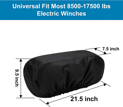 Winch Cover Waterproof Winch Dust Cover Heavy Duty Winch Protection Cover for Electric Winches 8500-17500 Lbs, Black