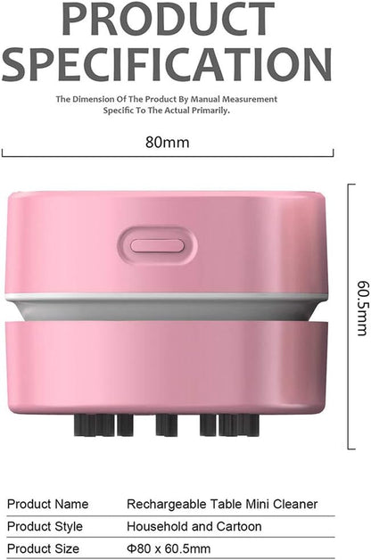 Desktop Vacuum Cleaner,Mini Table Dust Sweeper Energy Saving,High Endurance up to 400 Mins,Cordless&360º Rotatable for Cleaning Hairs,Crumbs,Computer Keyboard of Gifts for Kids (Pink)
