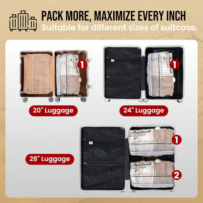 Vacuum Storage Bags for Travel, Medium Cube (25X19X11 Inch), 4 Pack Vacuum Seal Bags for Clothing, Compression Packing for Clothes, Blankets, Baby Clothes, No Pump Needed, Travel Accessories