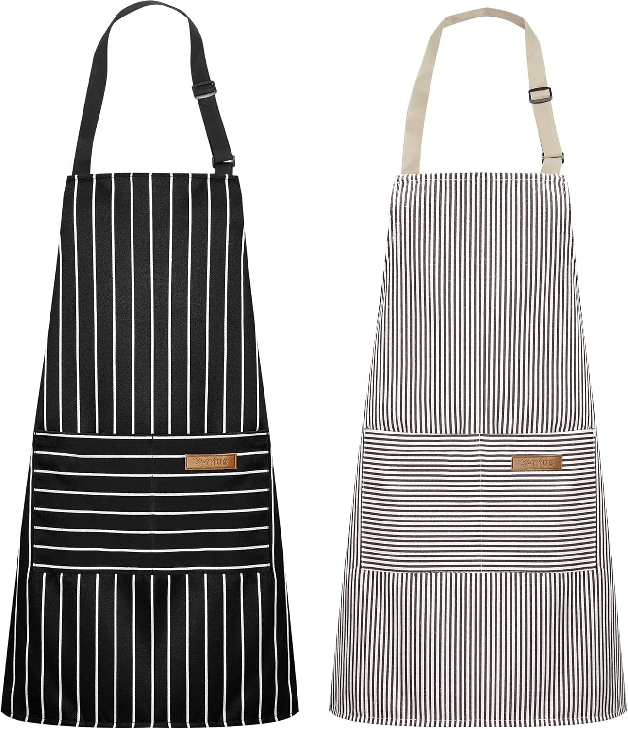 2 Pack Kitchen Aprons, Apron for Cooking with 2 Pockets for Men Women Adjustable Bib Chef Apron