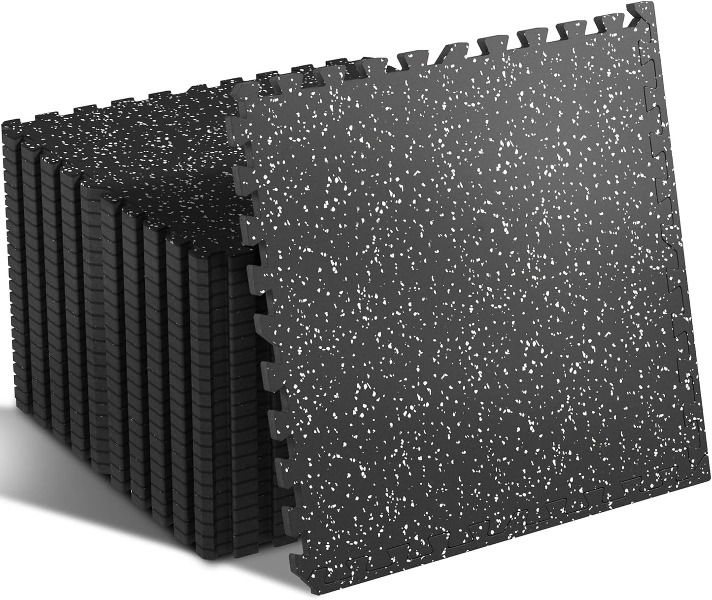 24-Piece High-Density EVA Foam Exercise Mats with Rubber Top, 0.4'' Thickness, 96 Sq Ft Interlocking Gym Flooring for Home Use, Black/Grey