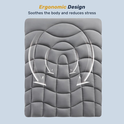 Twin Mattress Pad Waterproof - Ergonomic Quilted Fitted Twin Mattress Topper, 5-Layers Noiseless Washable Mattress Protector Cover with 8"-21" Deep Pocket (Grey, 39X75)