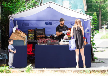 2 Packs Rectangle Fitted Tablecloth, 6 Foot Washable Fabric Table Cloth, Waterproof Polyester Table Cover for Party, Trade Show, Outdoor and Indoor (Navy Blue, 30" X 72")