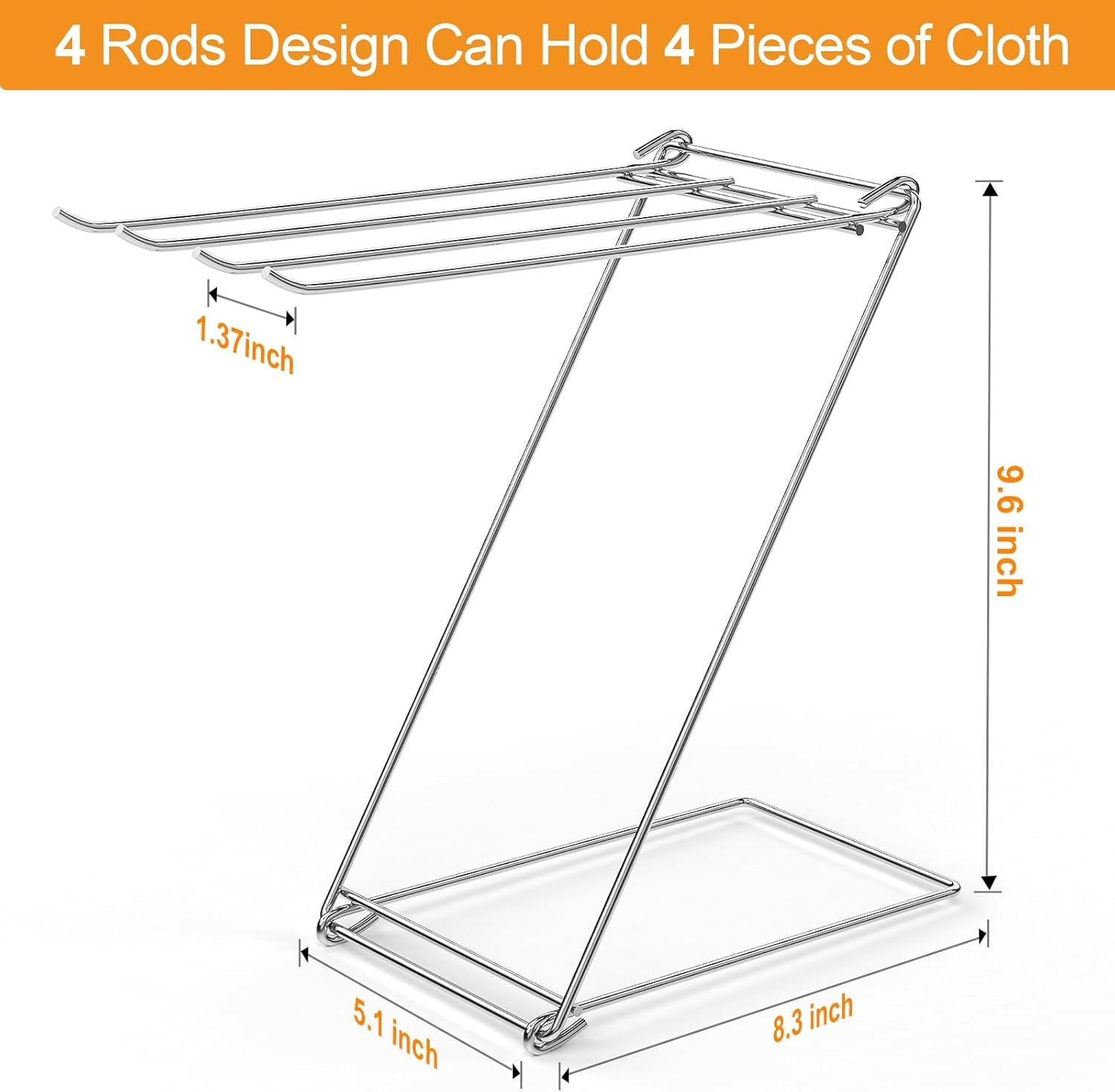 Kitchen Towel Holder Stand, 4-Arm Dish Towel Holder Countertop Towel Drying Rack for Bathroom, Free Standing Hand Towel Stand Washcloth Dish Cloth Drying Rack, Z-Shaped Folding Hanging Towel Bar Stand