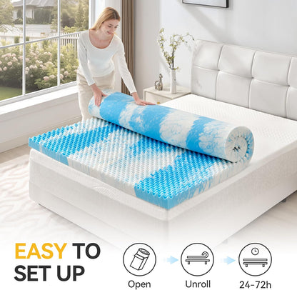 2 Inch Egg Crate Memory Foam Mattress Topper Twin Size, Soft Mattress Pad for Back Pain Relief, Bed Topper, Certipur-Us Certified, Blue