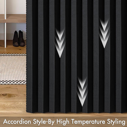 Halloween Accordion Style Magnetic Folding Door Curtains for Doorways/Closet, Room Divider Pleated Drapes with Hooks for Interior Living Room/Open Closet, Black, W42 X L78 Inches, 1 Panel
