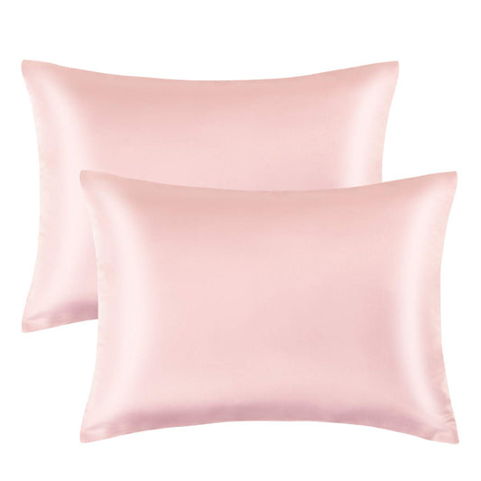 2 Pack Zippered Satin Toddler Pillowcases, 13X18 Inches, Luxury and Silky Soft Travel Zip Pillow Cases for Boys and Girls, Pink