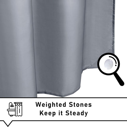 Fabric Shower Curtain for Bathroom, Grey Ombre Bath Shower Curtains Sets with 12 Hooks, Waterproof, Machine Washable, 72 X 72 Inch