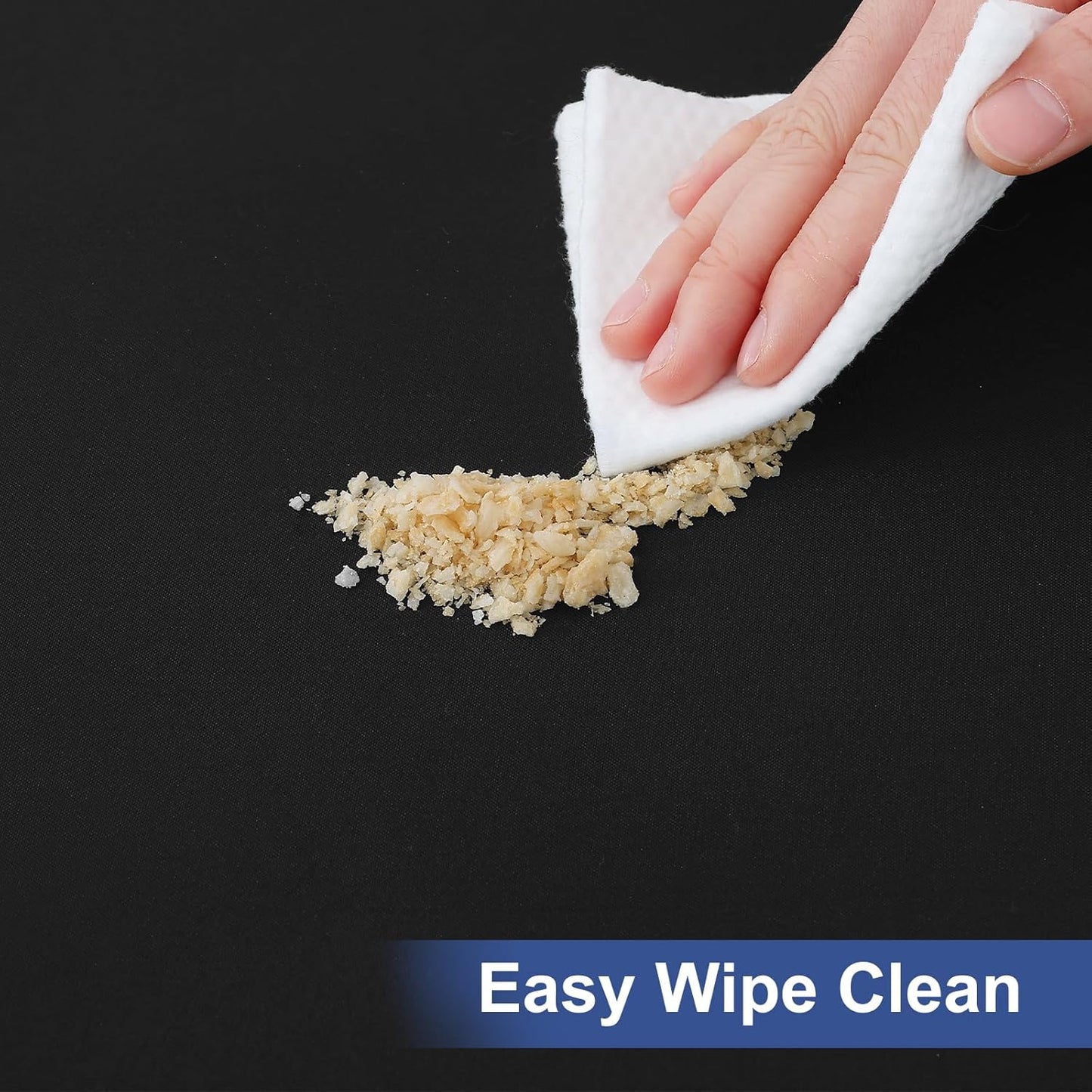 6 Foot Rectangle Elastic Fitted Tablecloth, Waterproof Fabric Table Cover, Washable Polyester Table Cloth for Dinner, Party, Fall (Black, 30" X 72")