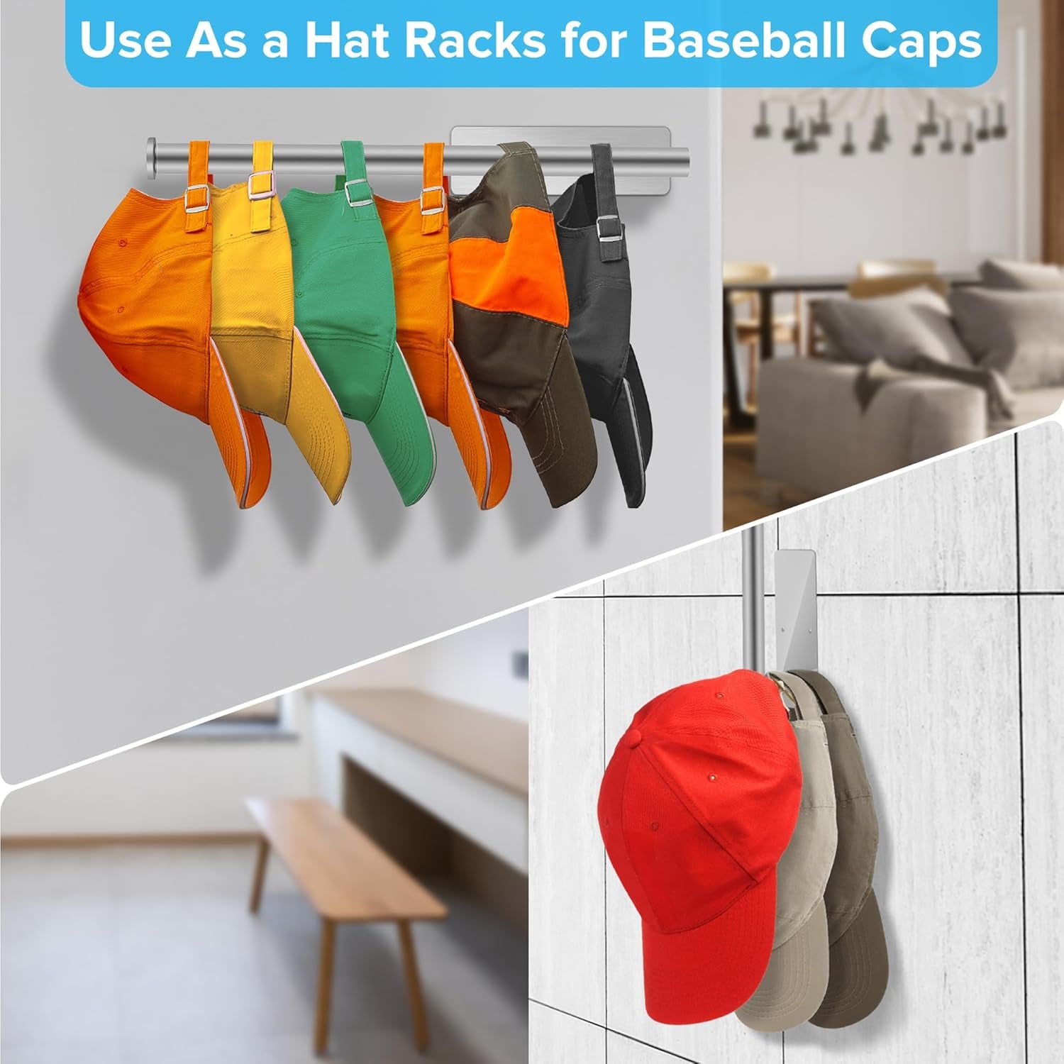 Paper Towel Holder under Cabinet Wall Mounted,  Self Adhesive or Drilling Paper Towel Holder for Kitchen RV, SUS304 Stainless Steel Paper Towel Roll Rack (Black+Silver)