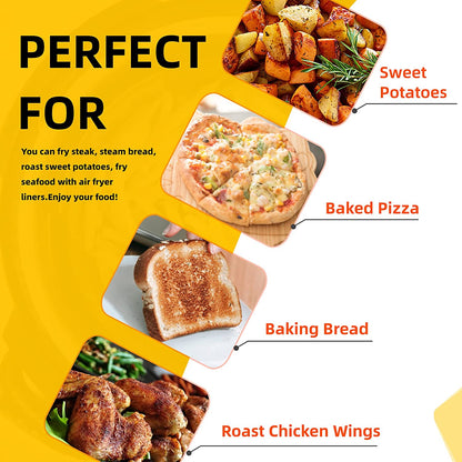 200Pcs 6.5 Inch , Unbleached Square Liners, Heavy Duty Perforated Parchment Paper for Air Fryer, Steaming Basket, Bamboo Steamer, Oven Baking