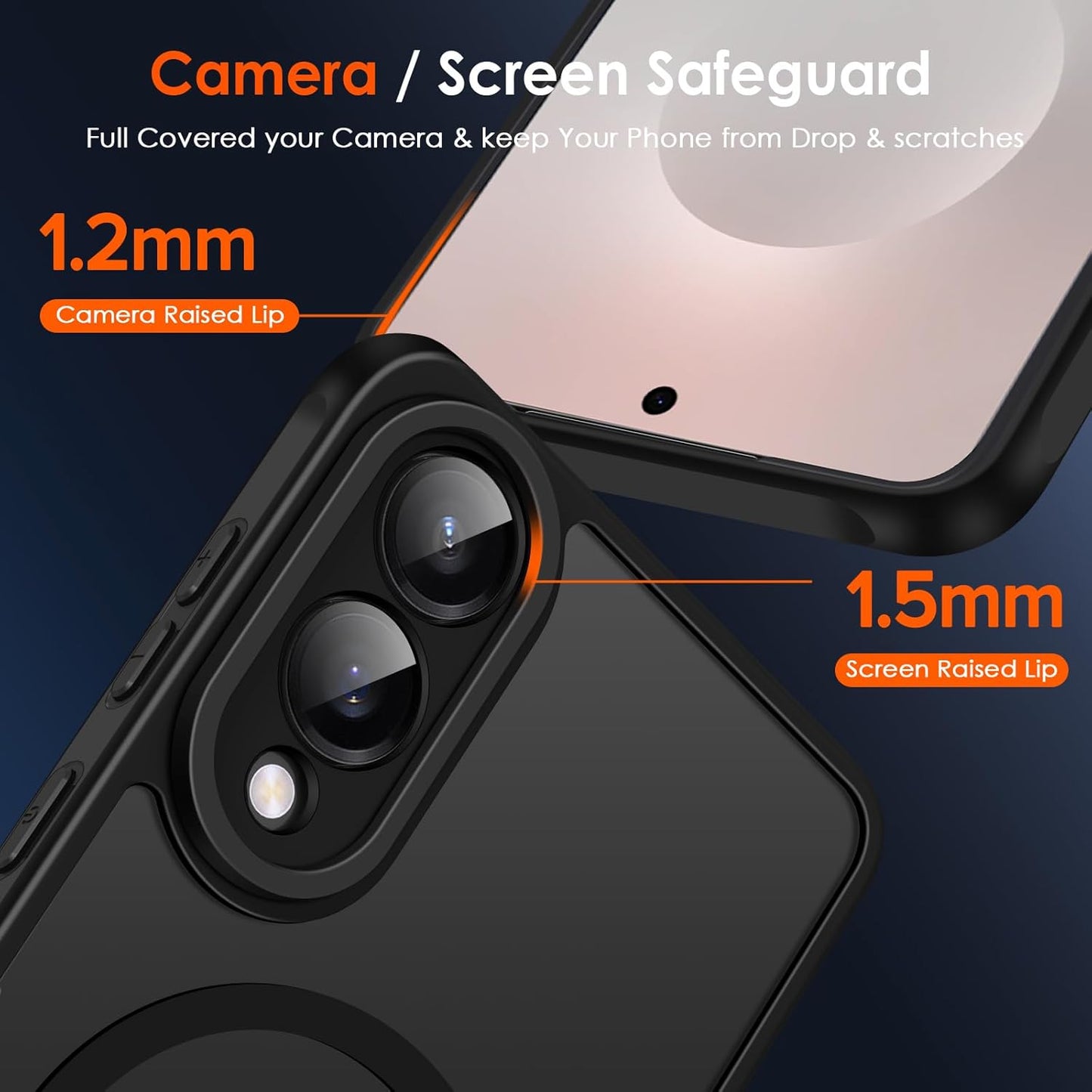 Magnetic Case for Samsung Galaxy S25 Edge 5G 6.7” [Compatible with Magsafe] [Military Grade Protection] Magnetic Charger Case for S25 Edge, Frosted Translucent Back Phone Cover- Matte Black