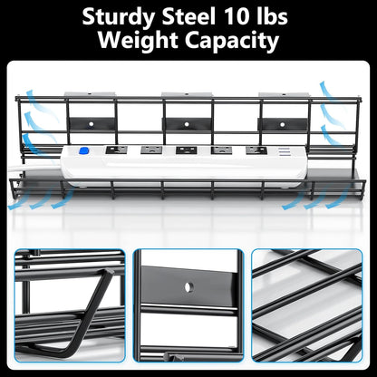2 Pack  under Desk Cable Management Tray, Metal Cord Cable Organizer for Desk, Easy Install Pre-Drilled Wire Management Wire Organizer for Office & Home