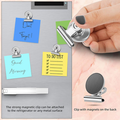 12Pack Fridge Magnets Magnetic Clips Heavy Duty for Fridge, Whiteboard Magnets Clips for Refrigerator, Detailed List Display Paper Fasteners on Home& Office& Teaching (Silver)