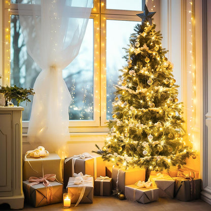 Connectable Warm White String Lights Indoor Bedroom, 8 Modes Christmas String Light Plug in Classroom Lights, 33Ft 100 LED Fairy Twinkle Light Outdoor for Classroom Christmas Tree Decor