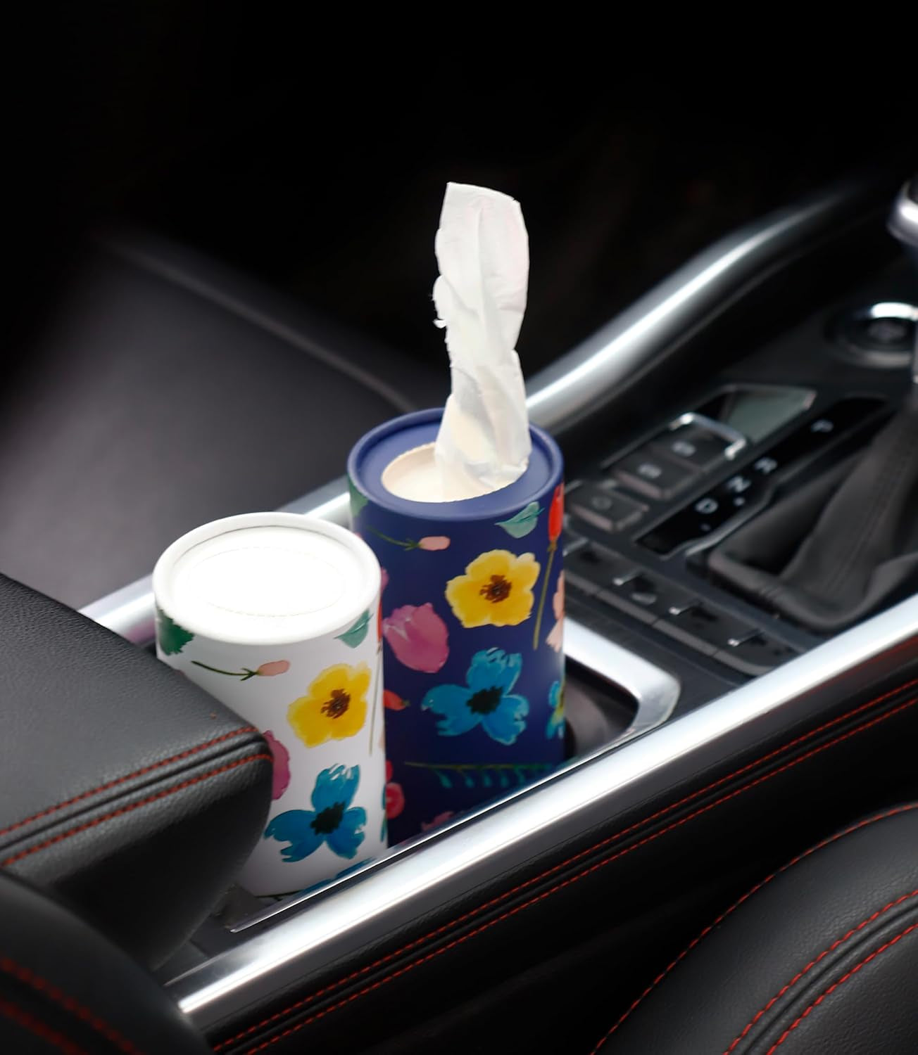 Small Car Tissues Holder with Facial Tissues - 4PK - Travel Tissue Tubes Box Container Perfect Fit for Car Cup Holder Car Tissues Cylinder 200 Sheets