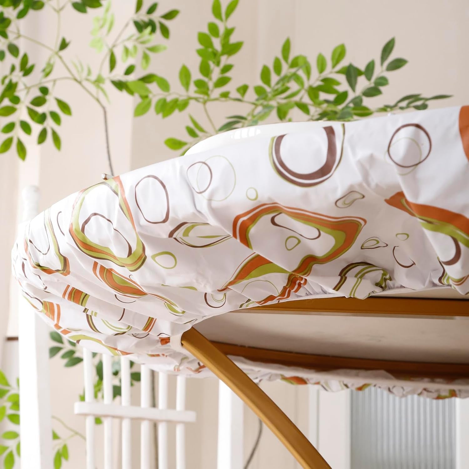 Round Vinyl Fitted Tablecloth with Flannel Backing Elastic Edge Design Table Cover Waterproof Oil-Proof PVC Table Cloth Stain-Resistant Best for 32"-36" Round