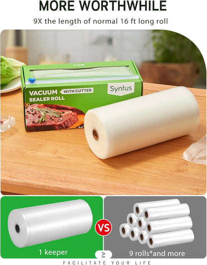 11" X 150' Food Vacuum Seal Roll Keeper with Cutter Dispenser, Commercial Grade Vacuum Sealer Bag Rolls, BPA Free Food Vac Bags, Ideal for Storage, Meal Prep and Sous Vide