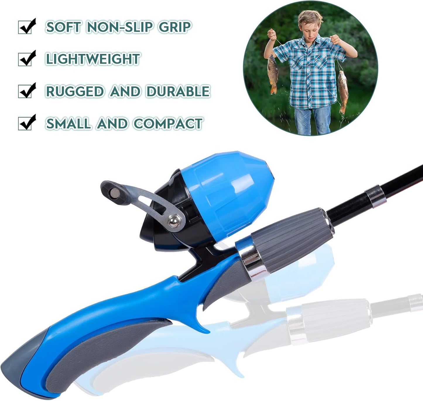 Kids Fishing Pole Kit 2 Pack, Portable Telescopic Kids Fishing Rod with Tackle Box, 2 Fishing Net and 2 Bucket for Beginners, Boys,Girls,Youth