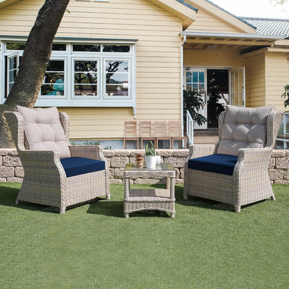 Outdoor Chair Cushions Pack of 4, Water Resistant Patio Cushions with Ties, High Density Sponge Filling Square Corner Seat Cushions for Outdoor Furniture, 18.5"X16"X3", Navy Blue